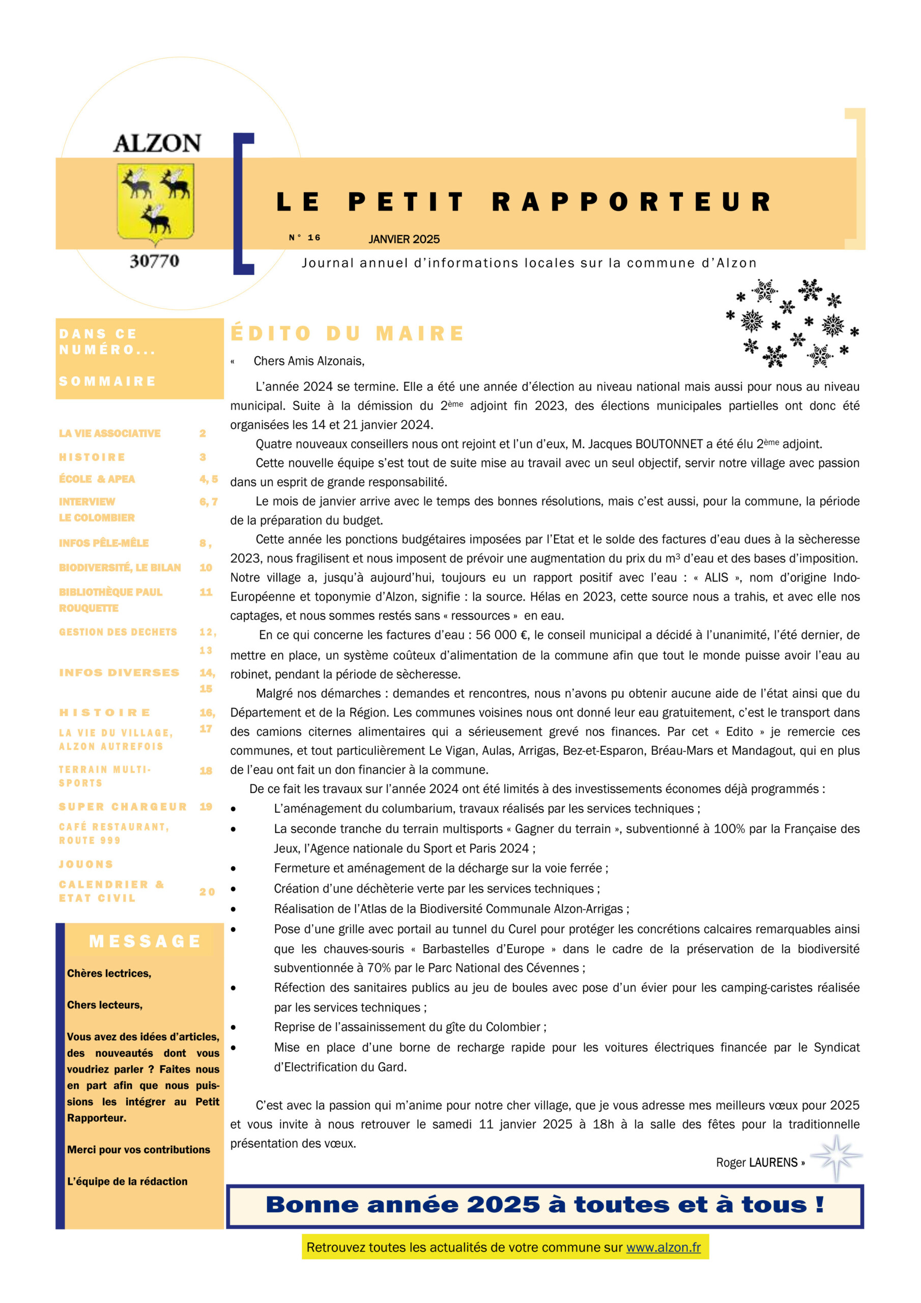 PETIT RAPPORTEUR N°16 – Janvier 2025